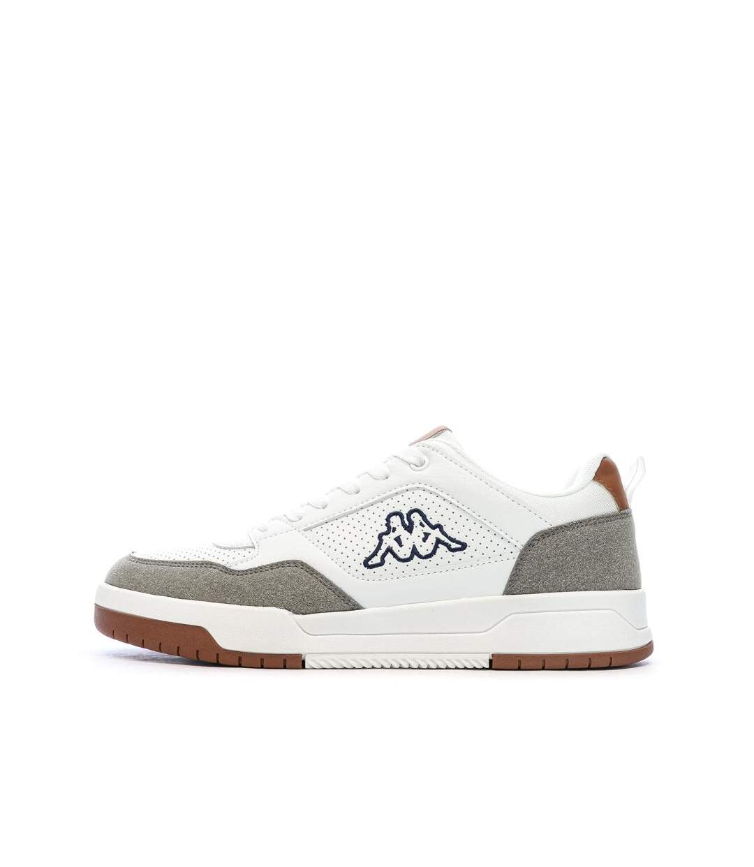 Baskets blanches/taupes homme kappa logo manis-1