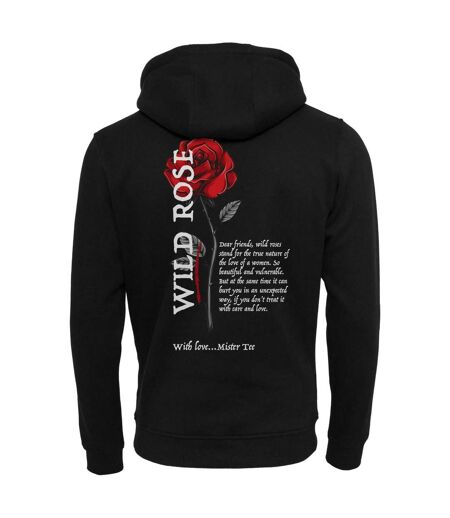 Mens Wild Rose Back Hoodie Imprimé Noir Mister Tee