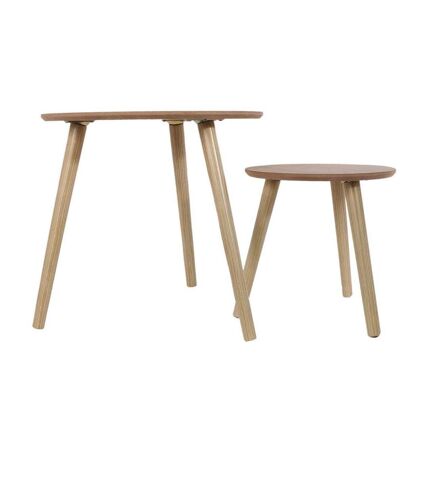 Tables gigognes rondes bois brut (Lot de 2)