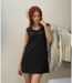Robe Noire élégante en Dentelle Sans Manches - Longueur Genoux pour un Look Chic Printanier et Estival-5