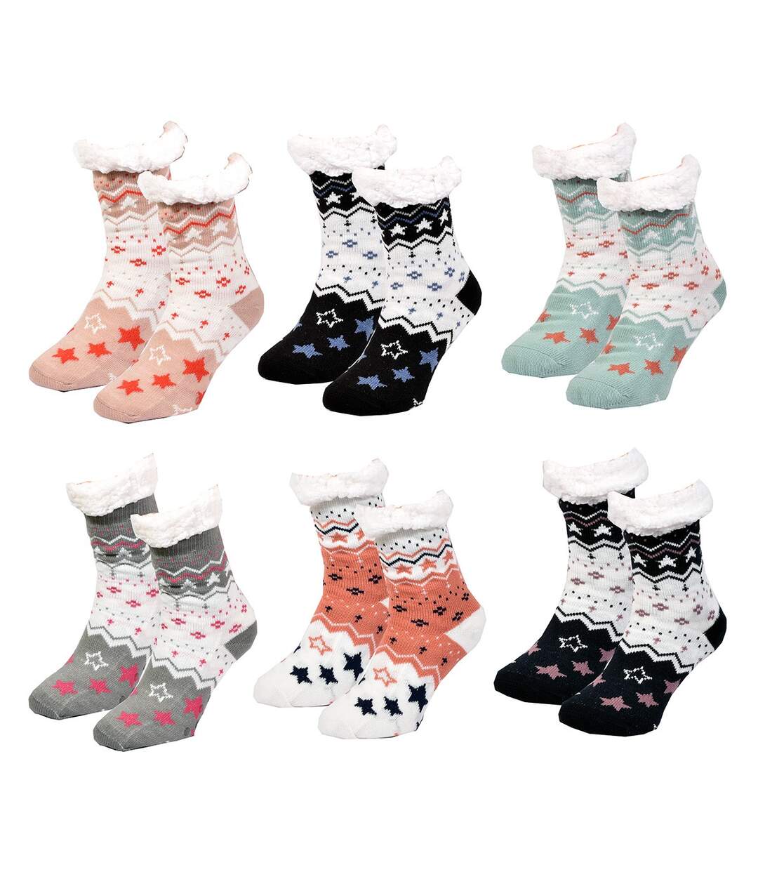 Chaussettes Femme d'intérieur Thermiques antidérapantes -Assortiment modèles photos selon arrivages- Pack de 3 Paires Chaussons Surprise-2