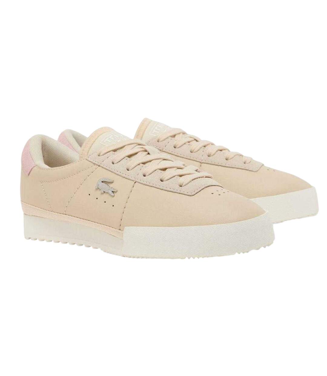 Womens/ladies Logo Leather Trainers Off White Lacoste-4