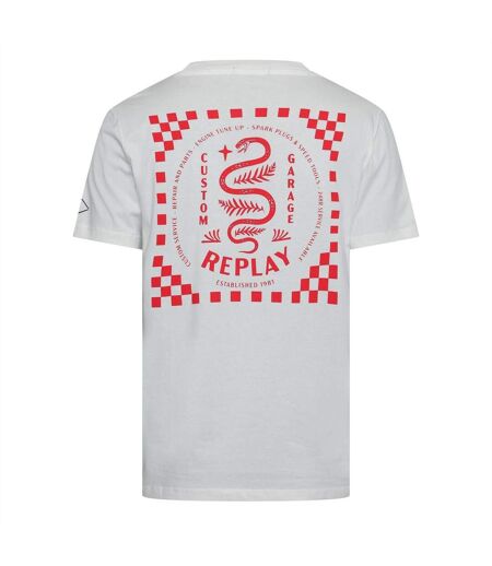 T-shirt Motif/style Serpent Homme Blanc Replay