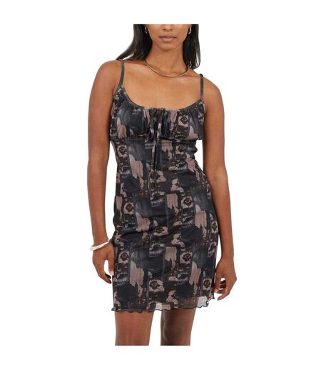 Robe À Bretelles Femme Gris Noir Brave Soul