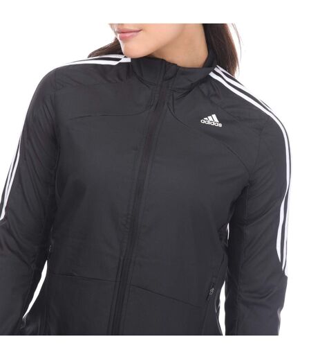 Womens/ladies marathon 3 stripes running jacket black Adidas