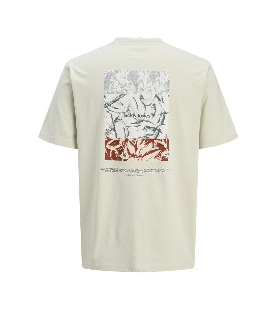 T-Shirt beige homme jack & jones back-3