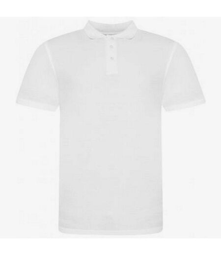 Awdis Mens Piqu Cotton Short-Sleeved Polo Shirt (White)