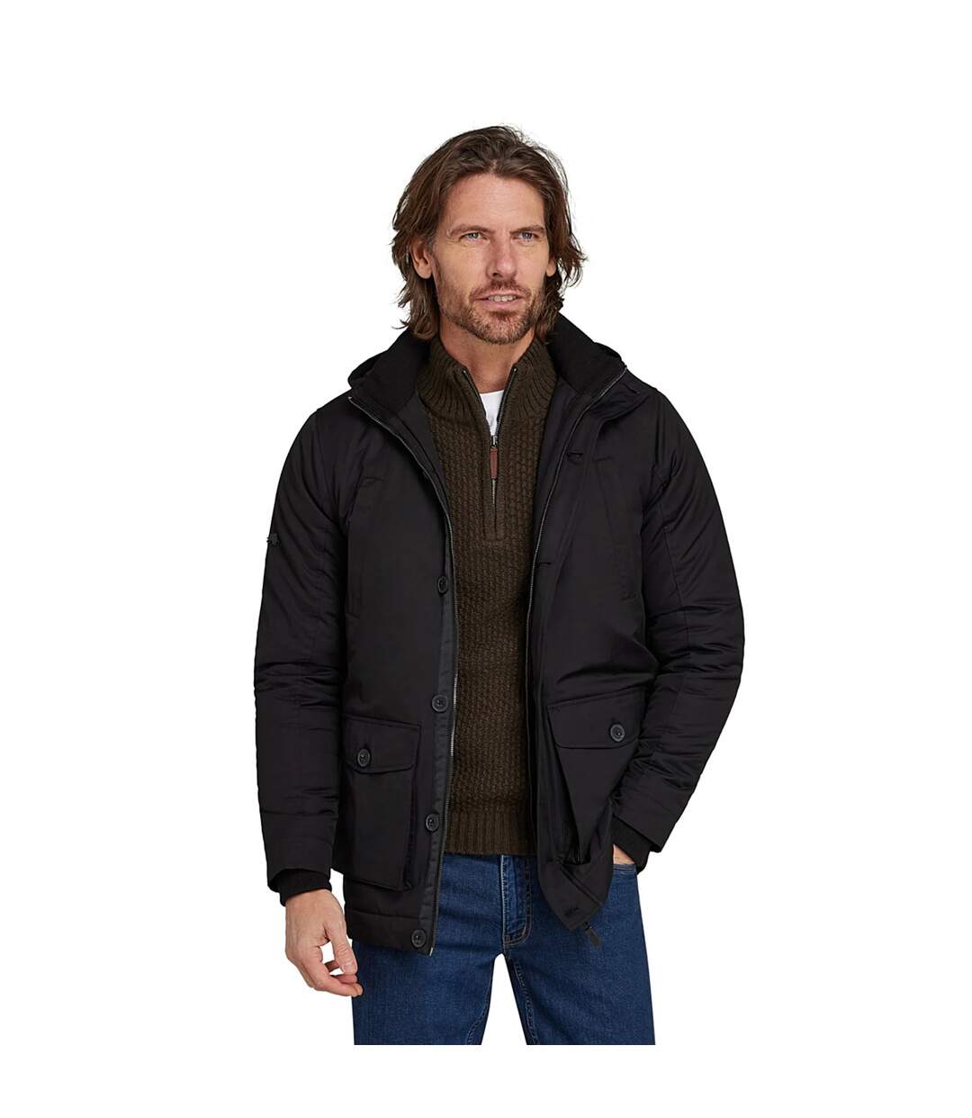 Mens Plain Parka Black Raging Bull-3
