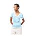Womens/ladies Striped Cotton T-shirt Ecru Blue Tommy Hilfiger-4