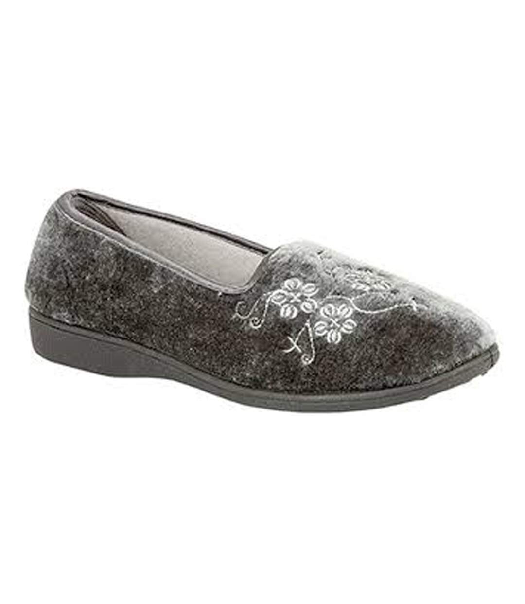 Zedzzz Womens/Ladies Jenny Embroidered Slippers (Grey) - UTDF1318