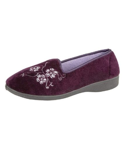 Zedzzz Womens/Ladies Jenny Embroidered Slippers (Purple) - UTDF1318