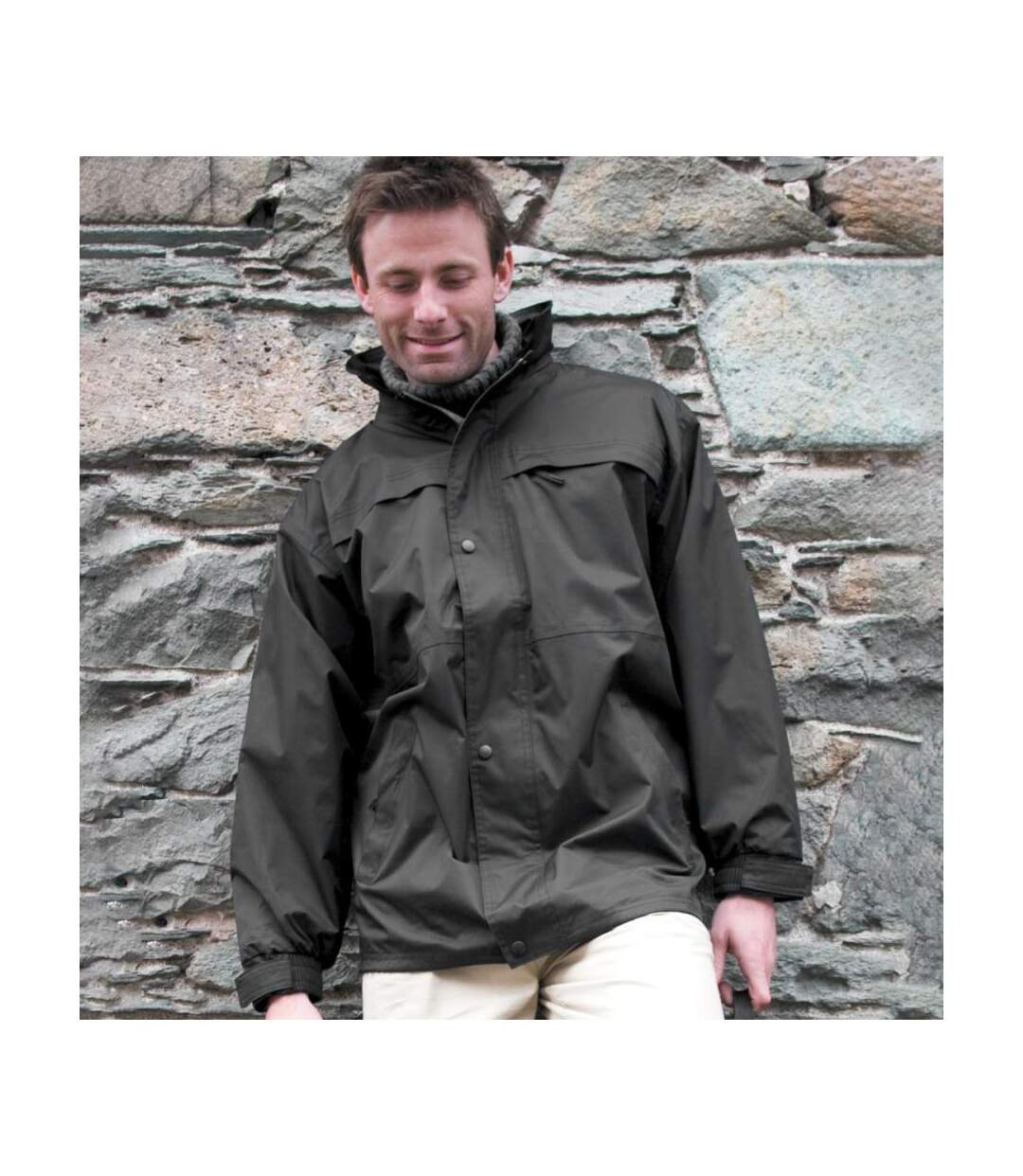 Veste Imperméable Coupe-vent Homme Noir Gris Result-1