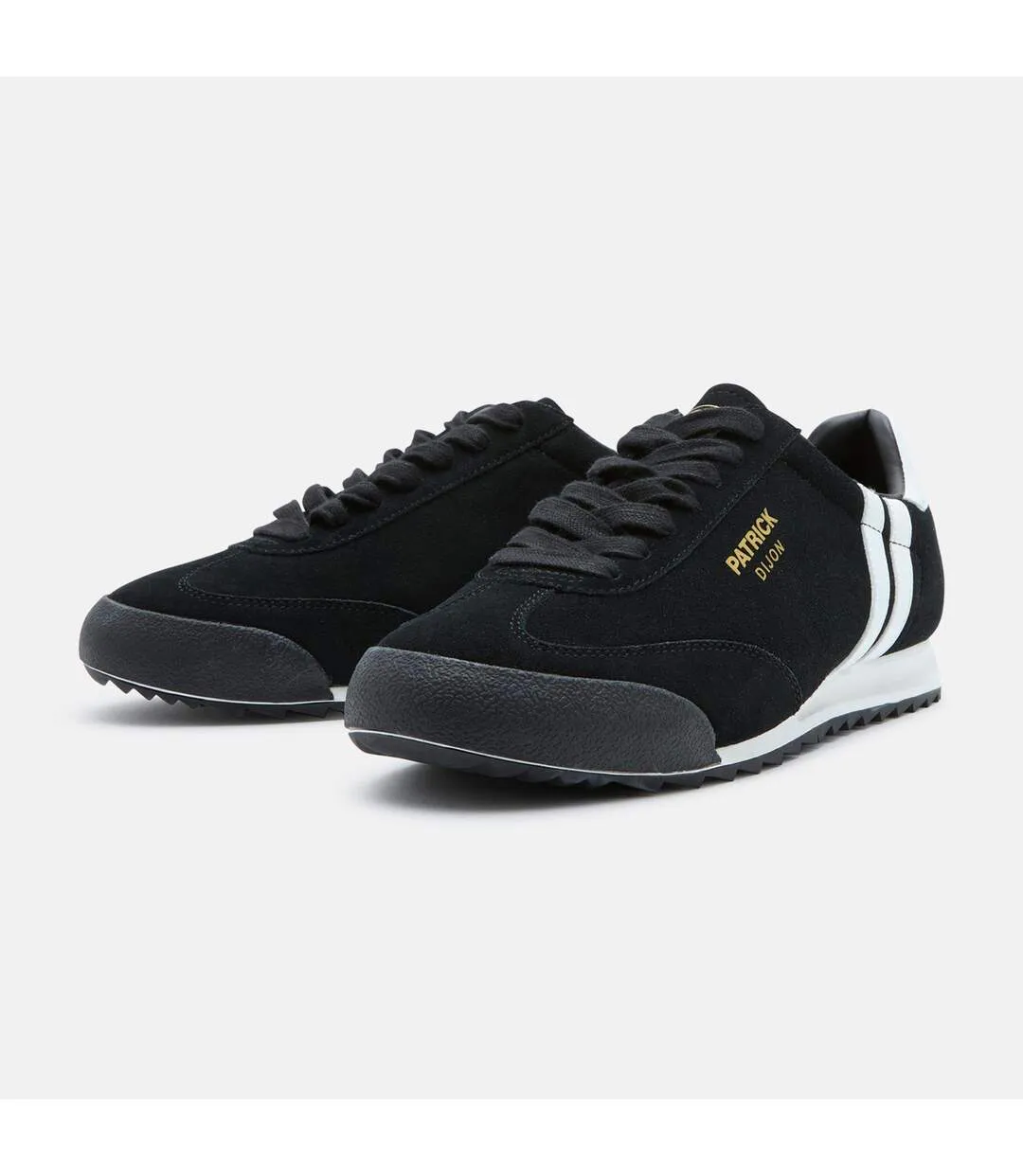 Mens Dijon Suede Running Trainers Black White Patrick-2