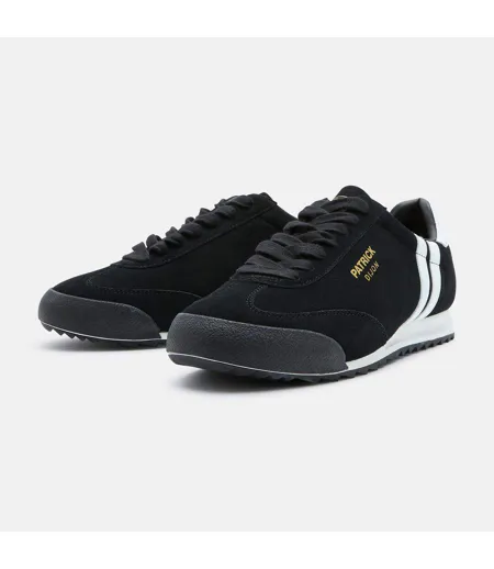 Mens Dijon Suede Running Trainers Black White Patrick