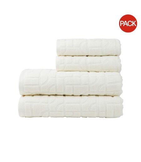 Pack of 4  Verso organic cotton towel set  one size natural Vinga