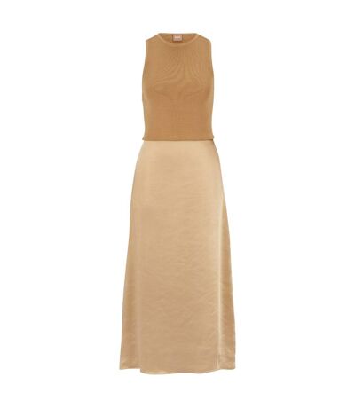 Womens/ladies Flaurelia Knitted Dress Beige Boss