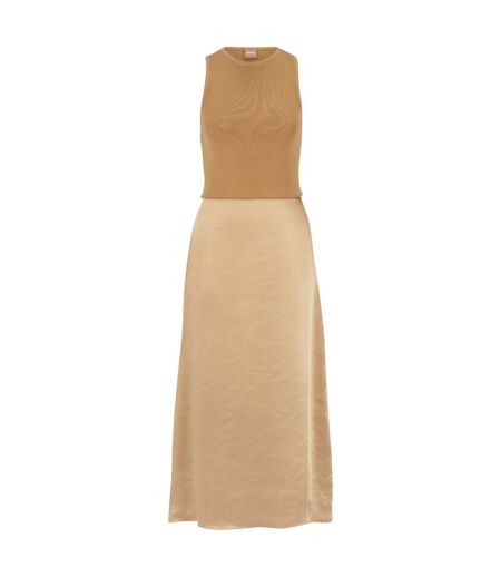 Womens/ladies Flaurelia Knitted Dress Beige Boss