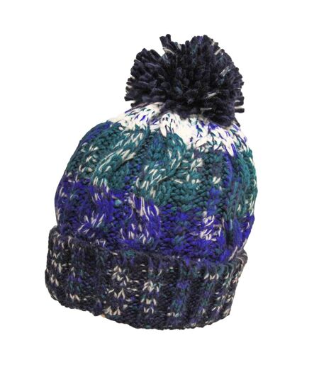 Womens/ladies corkscrew pom pom beanie alpine blues Beechfield