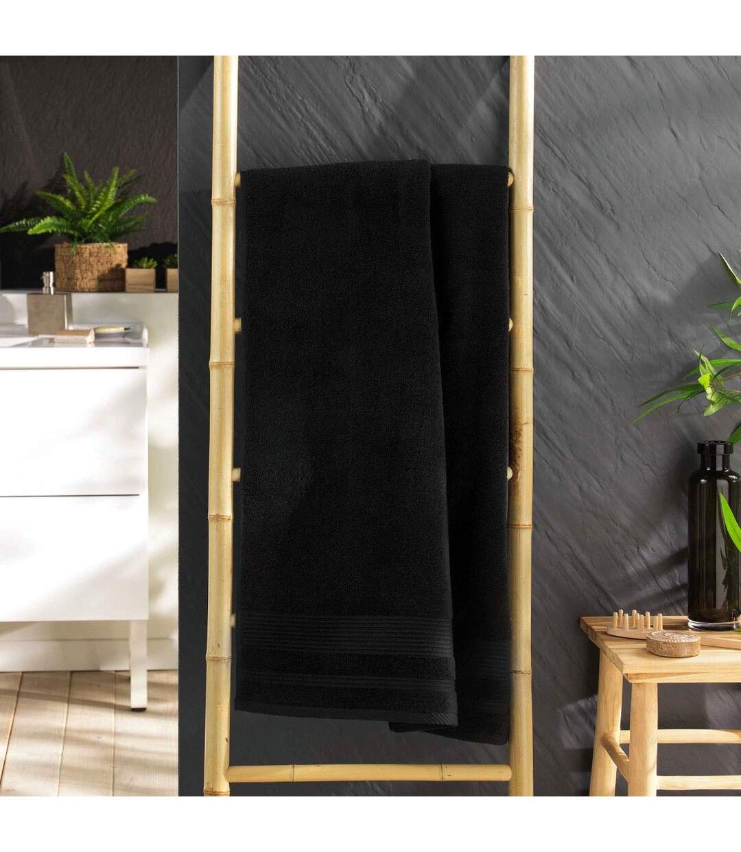 Drap de Douche Tendresse 70x130cm Noir-3
