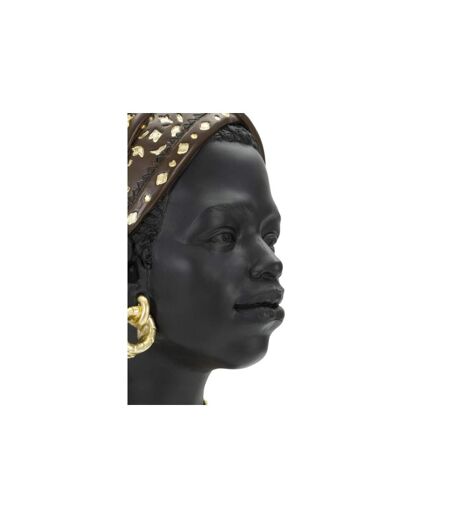 Statuette Tête Femme Bandeau Massai 30cm Noir