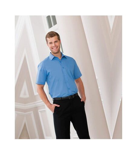 Chemise à manches courtes en popeline Russell Collection pour homme (Bleu clair) - UTBC1029