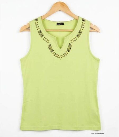 MAYFLOWER PF062V - Débardeur vert 100% coton pour femme : fraîcheur et confort quotidien