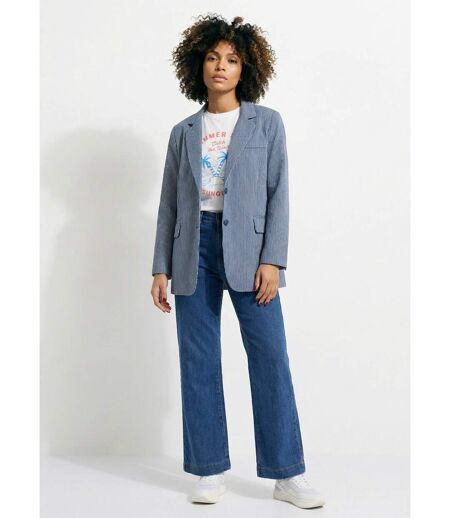 Veste en twill rayé, col tailleur