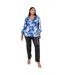 Womens/ladies Satin Long-sleeved Wrap Top Blue Lovedrobe-2