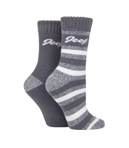 Breathable Cushioned Thermal Boot Socks - 2 Pack Striped Socks for Women