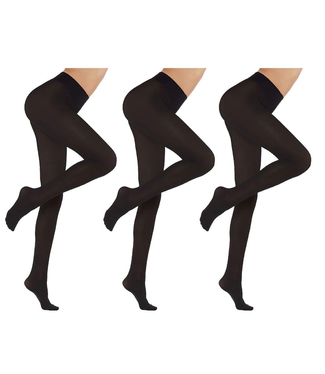 Collant Femme Confort et Résistance DIAMANTINO Pack de 3 Collants Opaque Noir 50D