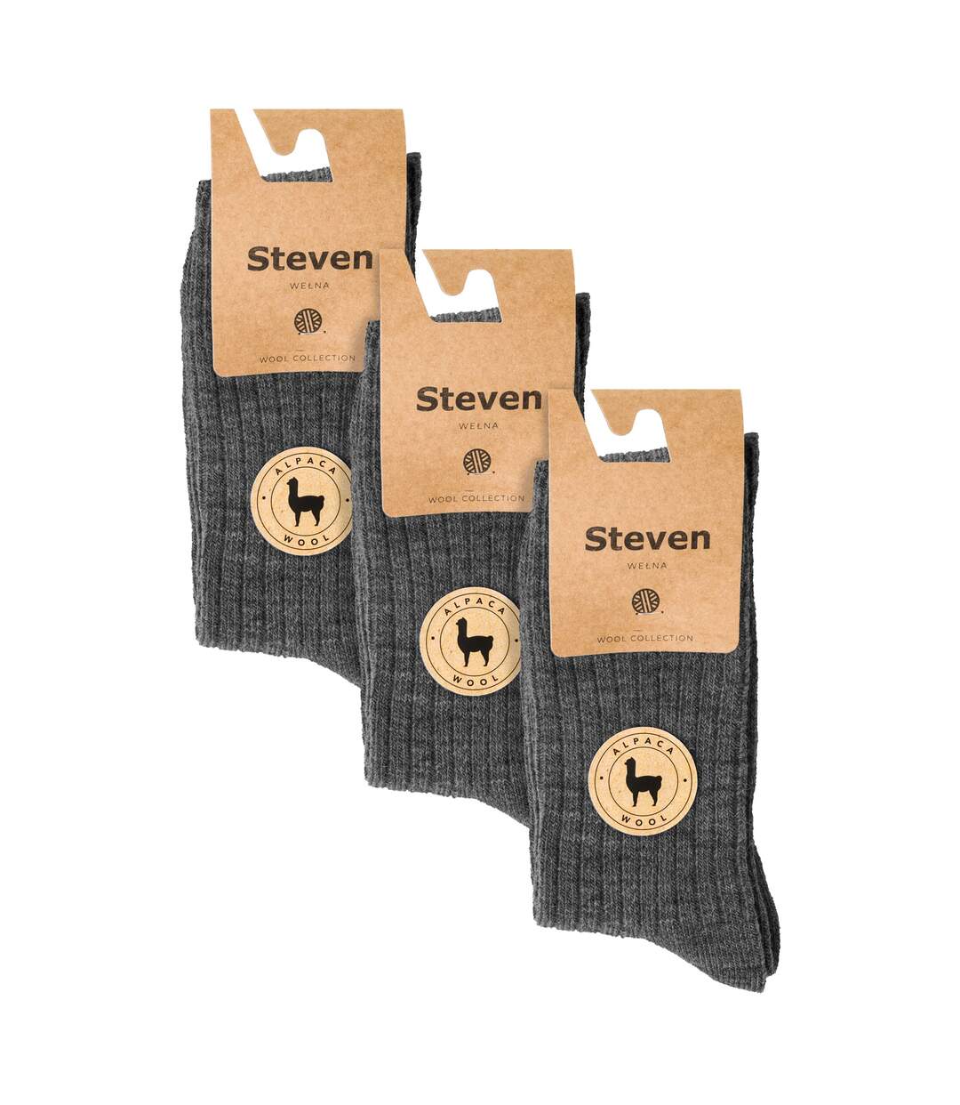 Steven - 3 Paires Homme Chaussettes Laine Alpaga Randonnée Chaudes-2