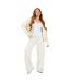 Womens/ladies Wide Leg Joggers Cream Brave Soul-4