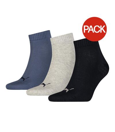 Puma Unisex Adult Quarter Training Ankle Socks (Pack of 3) (Navy/Black/Light Grey) - UTRD697