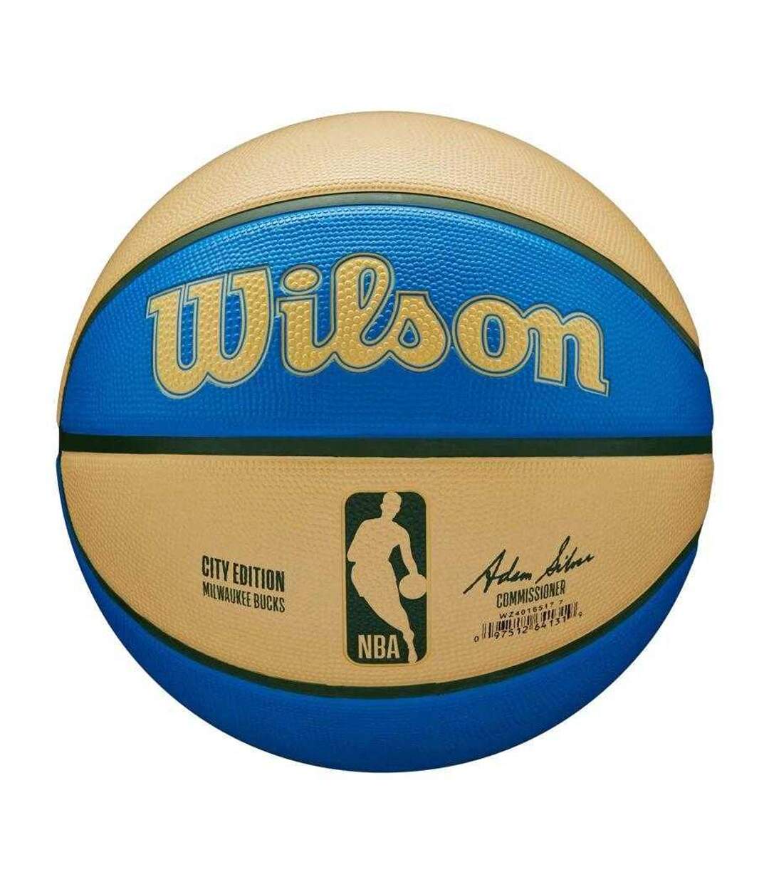 Ballon De Basket Motif/style Nba Milwaukee Bucks Taille 7 Beige Bleu Wilson-1