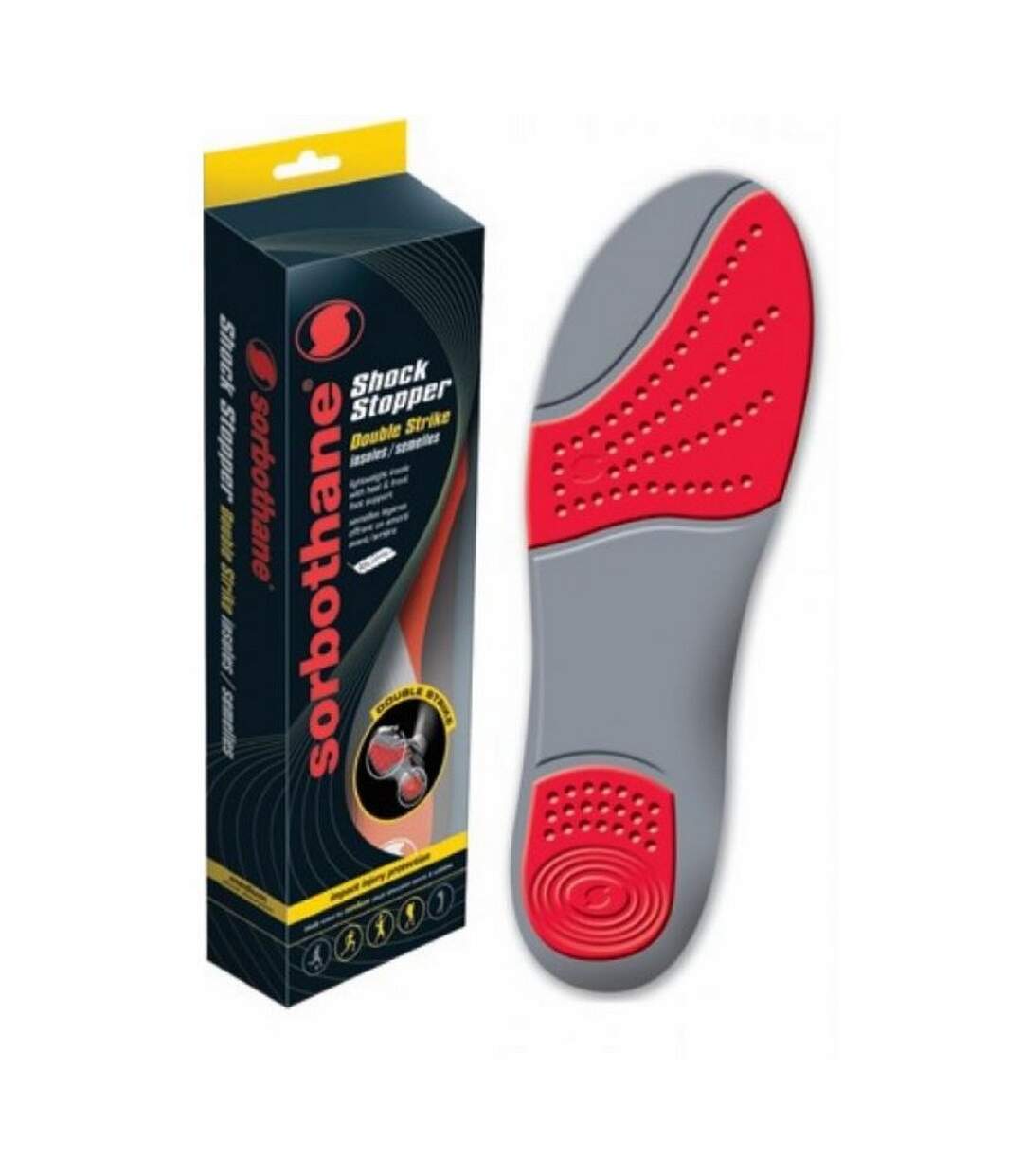 Double strike insoles 8 uk grey/red Sorbothane-1