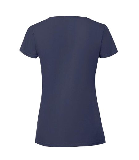 Womens/ladies Iconic 195 Premium Ringspun Cotton T-shirt Deep Navy Fruit Of The Loom