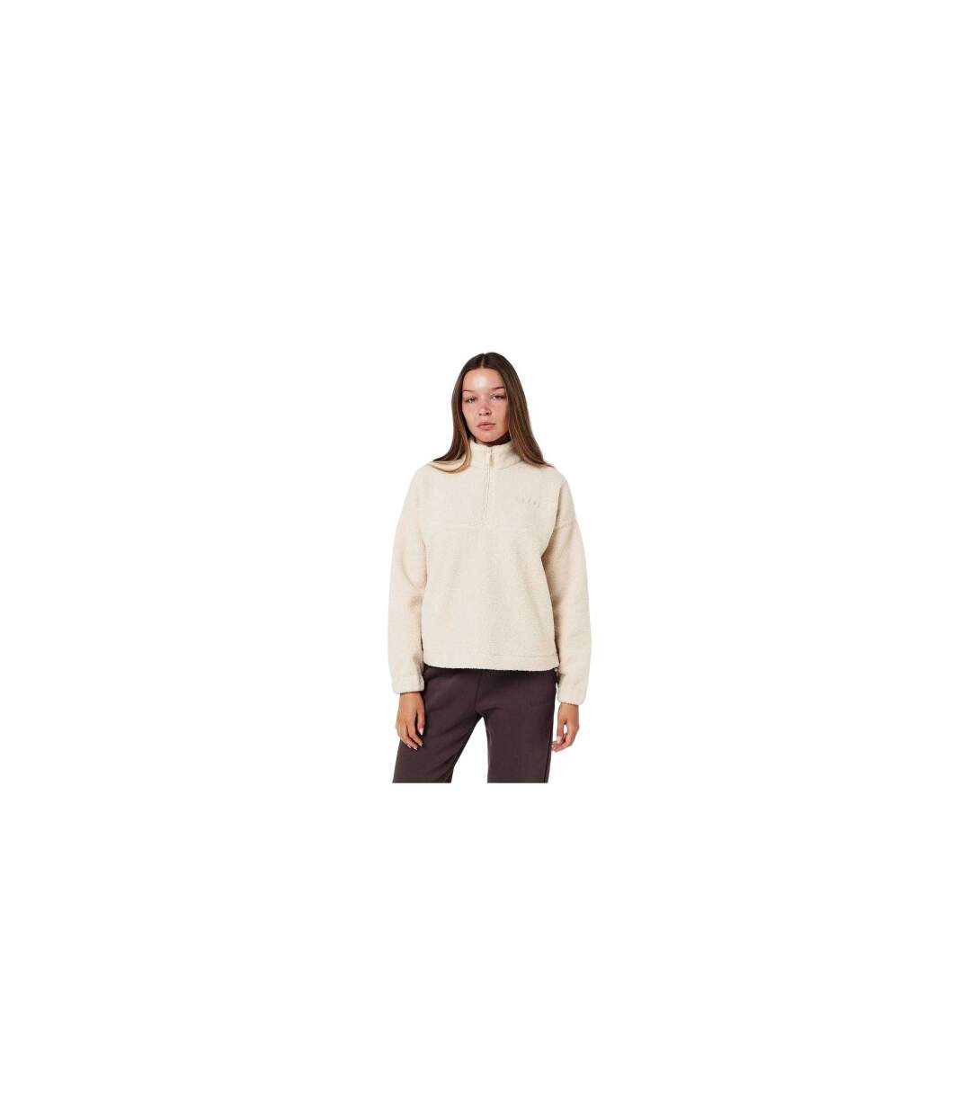 Womens/ladies Fleece Quarter Zip Sweatshirt Cream Slazenger-1