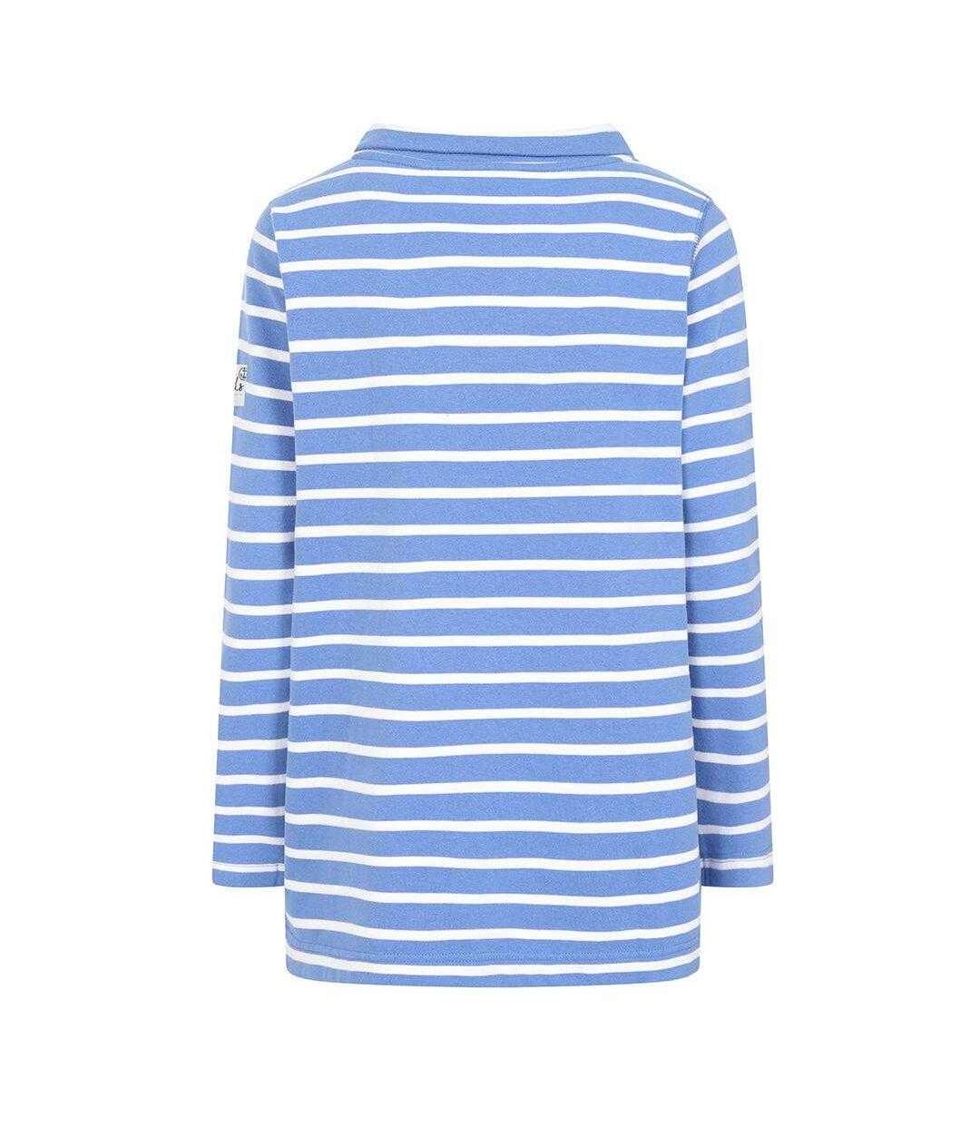 Womens/ladies Striped Roll Neck Sweatshirt Sapphire Lazy Jacks-3