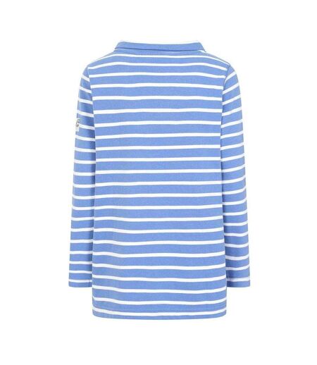 Womens/ladies Striped Roll Neck Sweatshirt Sapphire Lazy Jacks