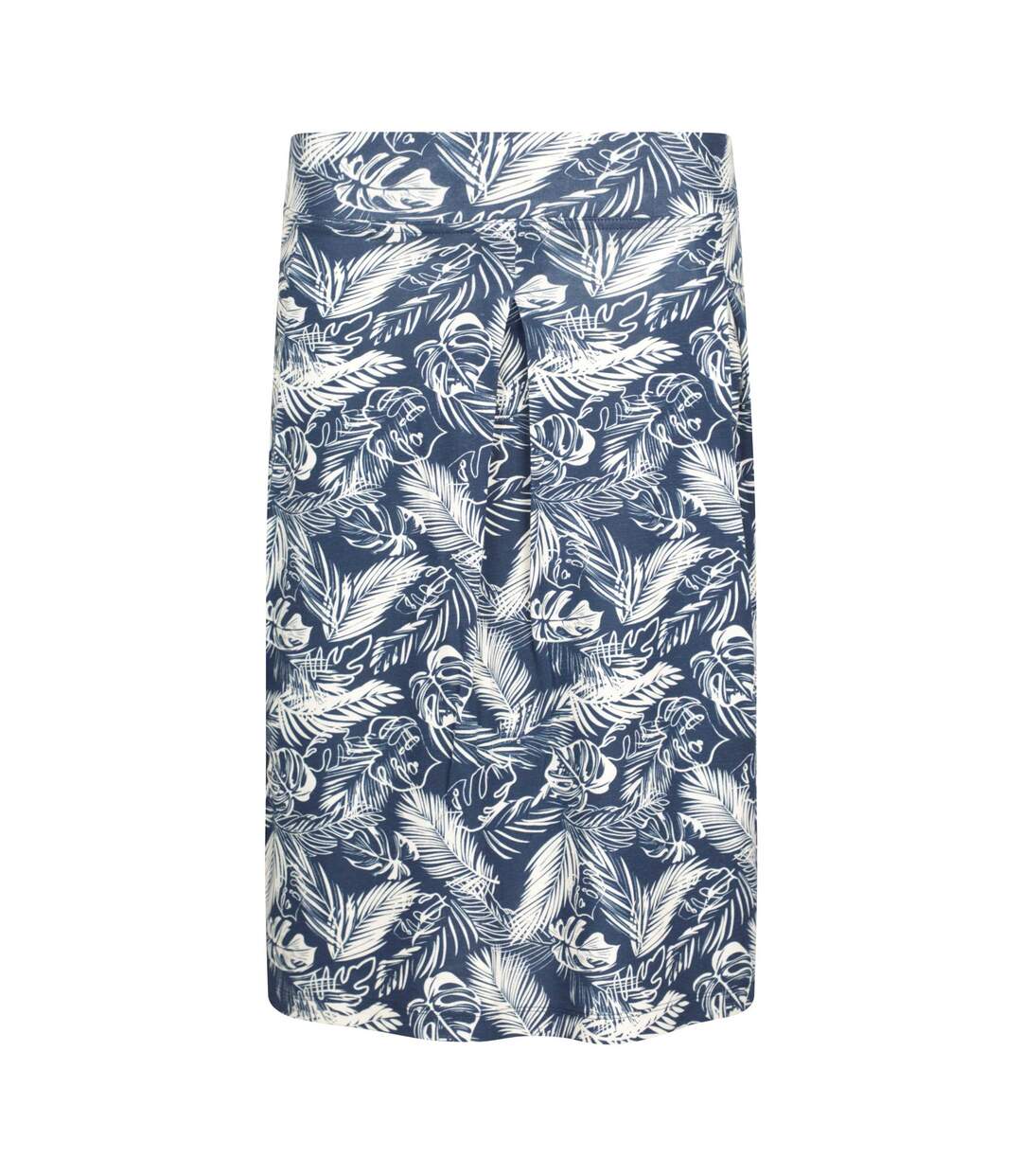 Womens/ladies Waterfront Tropical Leaves Jersey Midi Skirt Navy Mountain Warehouse-1