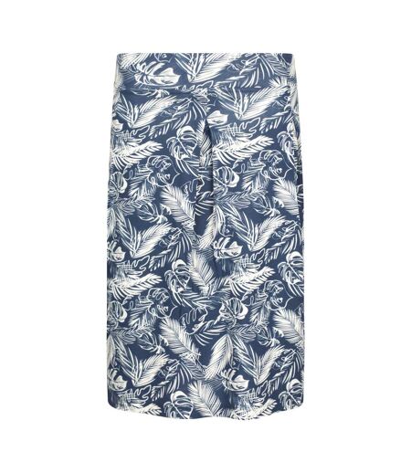 Womens/ladies Waterfront Tropical Leaves Jersey Midi Skirt Navy Mountain Warehouse
