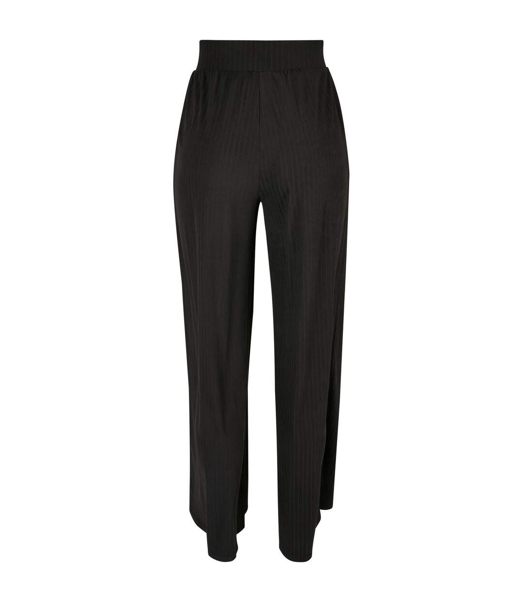 Womens/ladies Jersey Ribbed Wide Leg Trousers Black Urban Classics-2