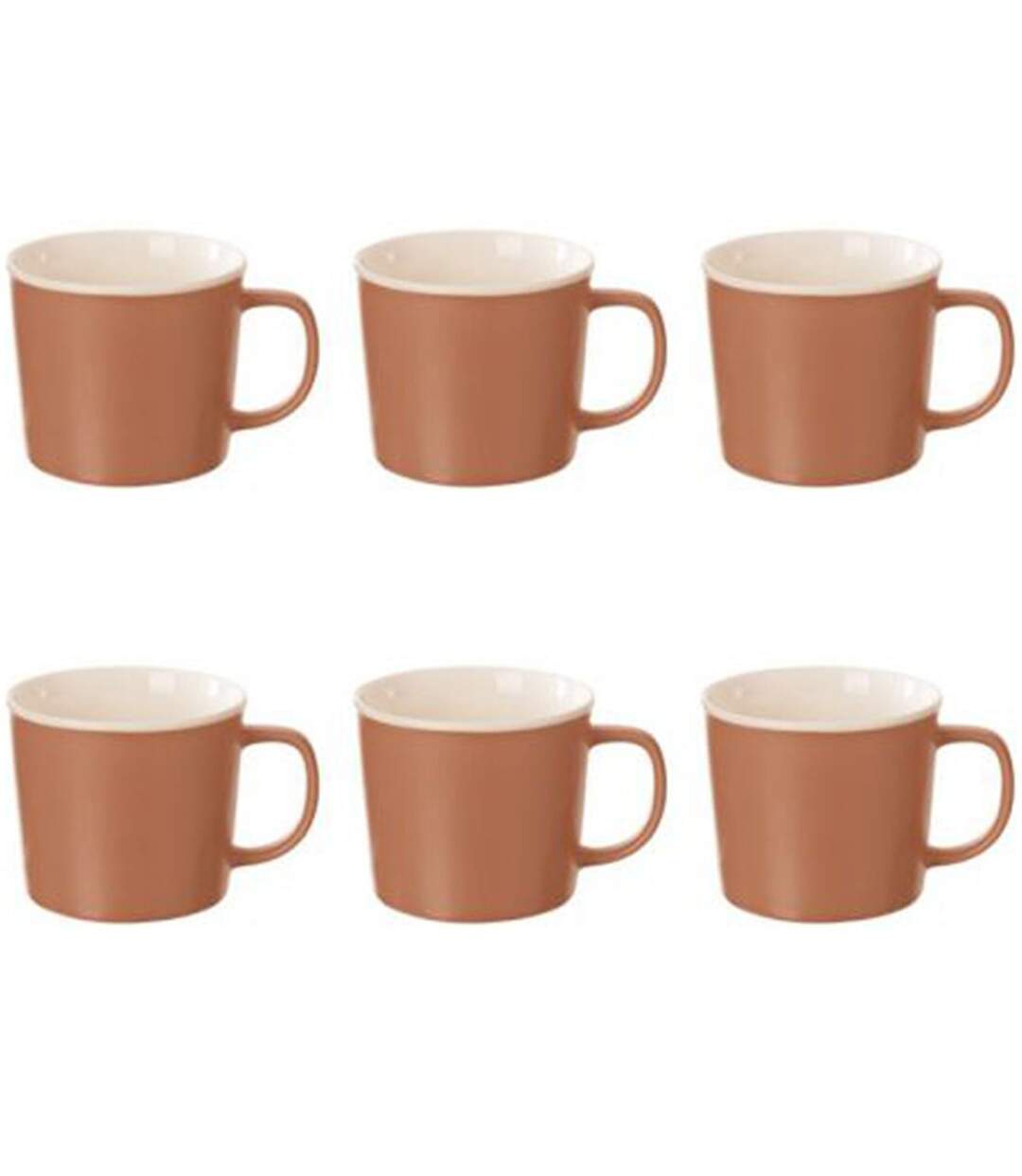Lot de 6 Mugs en Porcelaine Nature 38cl Terracotta-1