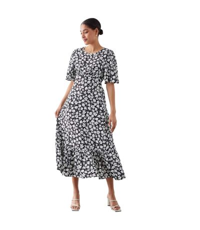 Dorothy Perkins Womens/Ladies Floral Flutter Midi Dress (Monochrome) - UTDP2166