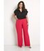 Pantalon large uni taille semi-élastiquée-3