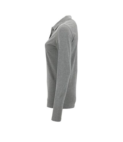 SOLS Womens/Ladies Perfect Long Sleeve Pique Polo Shirt (Grey Marl) - UTPC2908