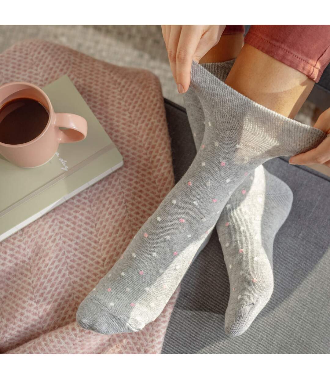 9 paires de chaussettes non élastiques à motifs en coton pour dames-4