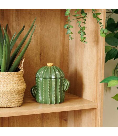 Boîte Cactus Déco en Céramique Yucatan 16cm Vert