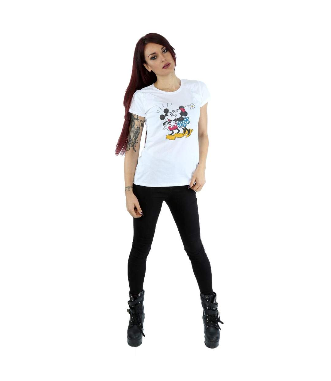 Disney T-shirt en coton Mickey et Minnie Kiss - Femmes/Dames (Blanc) - UTBI30881-4