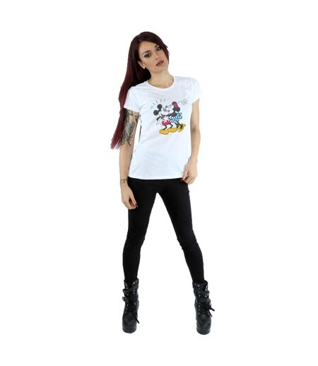 Disney T-shirt en coton Mickey et Minnie Kiss - Femmes/Dames (Blanc) - UTBI30881